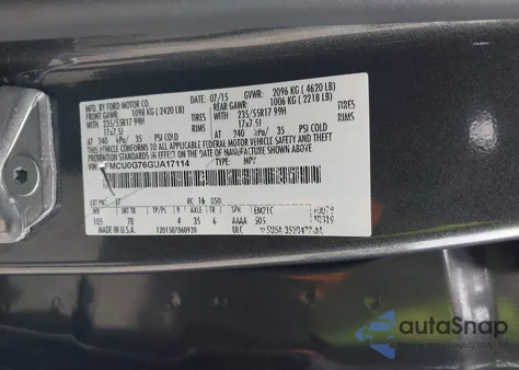 2016 Ford Escape Se from USA, damaged, VIN 1FMCU0G76GUA17114